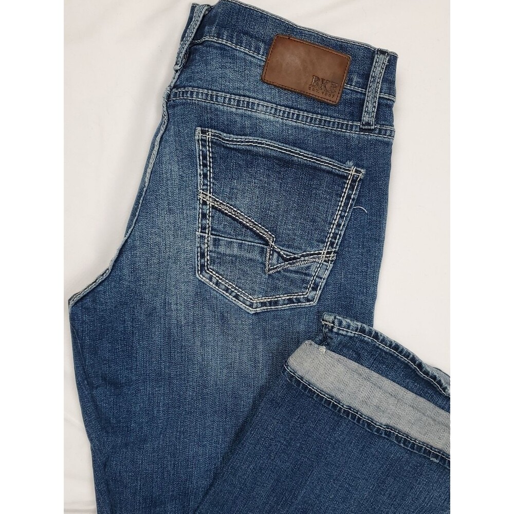 BKE Men 32x30 Jake Slim Straight Jeans Blue Distressed Stretch Denim Pants
